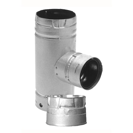 B & K DuraVent 4 in. X 3 in. X 4 in. Galvanized Steel Tee with Clean-Out Cap 4PVL-T3R